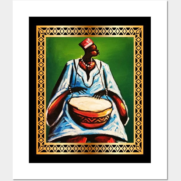 African Man Playing Drums, African Artwork Wall Art by dukito
